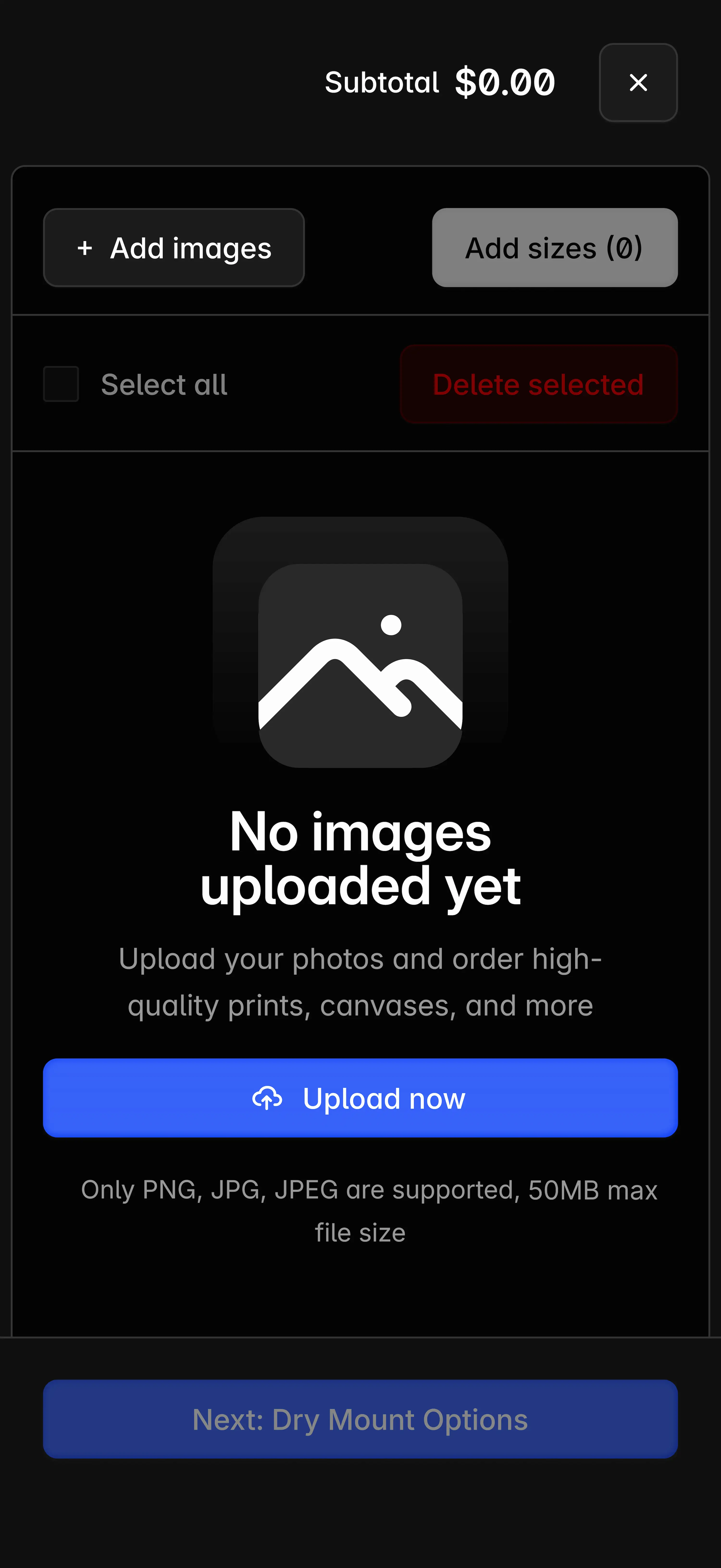Mobile upload interface